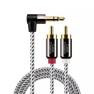 케이블 제작 3.5mm RCA 앵글 남성 보조 스테레오 오디오 Y 스플리터 금도금 스마트폰 MP3 태블릿 스피커 홈