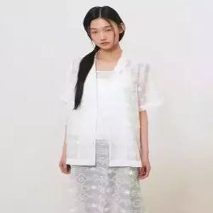 제너럴아이디어 generalideastandard 엠브로이더리 레이스 하프 셔츠 WHITE GF2LSH525