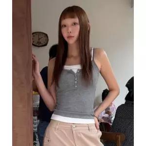 매장정품 레더리 LEATHERY 레이어드 슬리브리스탑 캡내장 3COLOR LRTS6209 150745