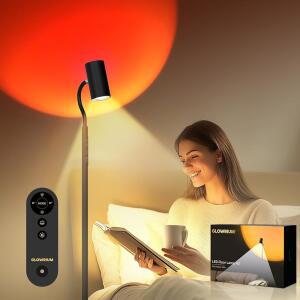 글로우리움 독서용 바닥 램프 거실용 68인치 스탠드형 독서 및 분위기 조명 듀얼 헤드 17W LED 스텝리스 디밍 리모컨 높이 조절 가능한 사무실 식당용 구스넥 hDE