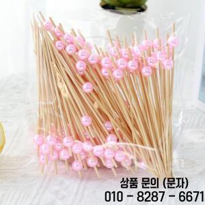 100/50Pcs 웨딩 진주 일회용 대나무 꼬치 칵테일 추천 과일 스낵 포크 파티 용품
