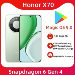 HONOR X70 5G 휴대폰 6.79인치 AMOLED 디스플레이 스냅드래곤 6 Gen 4 배터리 8300mAh 구글 스마트폰