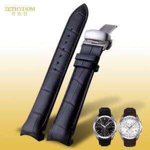 호환용 티쏘 tissot t035 시계 스트랩에 대 한 곡선 된 끝  가죽 팔찌 남자 시계 밴드 22 23 24mm 손목 시