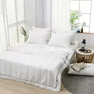 [오너클랜]WL 크림 순면 시어서커 냉감 누빔이불 SS 155x205
