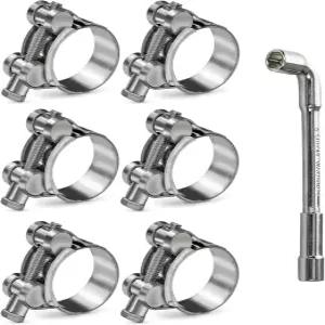 6 팩 20-22mm 0.78-0.86 T-볼트 호스 클램프 스테인리스 스틸_304 인터쿨러 파이프 튜브 헤비 듀티