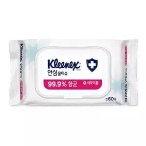 크리넥스 안심 물티슈 캡형 60매 4P 휴대용 물휴지 크리넥스물티슈