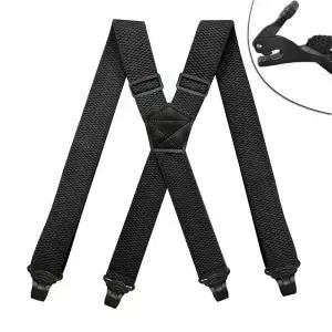 남성용 헤비 듀티 작업 멜빵 38cm 와이드 X백 4개의 플라스틱 그 걸쇠 조절 가능한 탄성 바지 교정기블랙