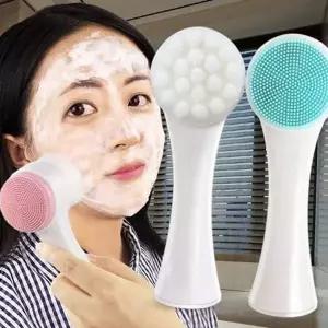 [콩심팥심]부드러운 듀얼 세안 브러쉬 극세사 실리콘 세안 브러쉬 클렌징 모공