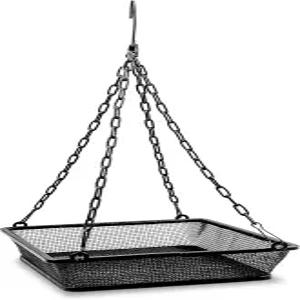 모나크 기숙사 야외용 매달린 새 모이통 - 야생 조류를 위한 철망 씨앗 트레이가 있는 정원 파티오 데크