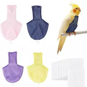 슈퍼피딩 4Pcs 4가지 색상의 새 비행복 기저귀 재사용 가능한 앵무새 냅피 옷 코스튬 그리드 세탁 비행