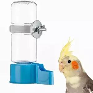 애완용 새 자동 급수기 4.73 Fl Oz 앵무새 새장 잉꼬새 사랑새 카나리아 코카티엘(파란색)을 위한 중단