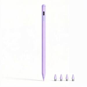 삼성 갤럭시 탭 A11 / A11+ A9 A9+ A8 A7 라이트 안드로이드 태블릿 및 iOS 터치스크린용 액티브 커패시티브 펜 4가지 팁이 있는 고정밀 디지털 펜(보라색)