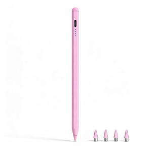 삼성 갤럭시 탭 A11 / A11+ A9 A9+ A8 A7 라이트 안드로이드 태블릿 및 iOS 터치스크린용 액티브 커패시티브 펜 4가지 팁이 있는 고정밀 디지털 펜(핑크)