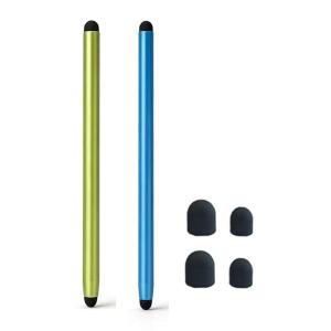 삼성 갤럭시 탭 A11 A9+ / A8 A7 라이트용 2PCS 2in1 스타일러스 펜 애플 패드 프로 파이어 HD 마이크로소프트 서피스 올 터치 디바이스(그린+블루)용 고감도 및 정밀 스타일리