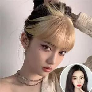 앞머리 가발 여성 앞머리 가발 포인트 똑딱이 여성 붙임머리 피스