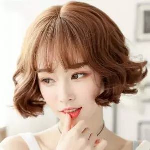 [셀러에이드]단발 가발 인모 자연스러운 짧은 여성 헤어 중년 패션 머리