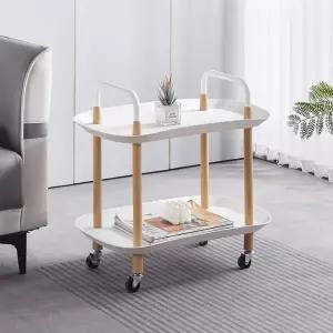 BenF Home 감성 트롤리 2단 화이트 이동식 정리 수납 선반 라운드