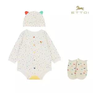 [롯데백화점]에뜨와 디키바디수트모자&양말SET 07T517913/임신,출산,신생아,백일,조카선물