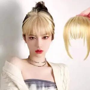 포인트 금발 앞머리 뱅 제니 가발 반 풀뱅 부분 앞머리 피스 여자
