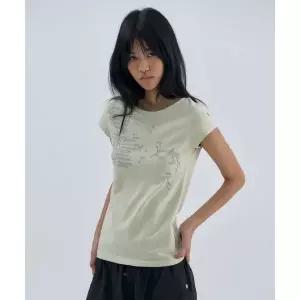 7월 2일 배송 WELLBEING EXPRESS Message Vine Half Sleeve Mint WE261TTSST09MNT 509308
