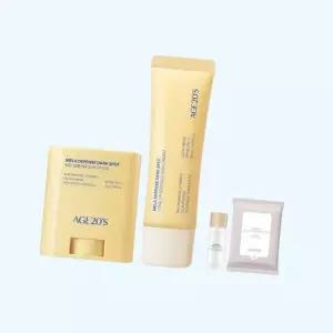 에이지투웨니스 멜라 디펜스 기미 톤업 에센스 선크림 50ml + 선스틱 20g 2종 세트 SPF50+ PA++++ +클렌징