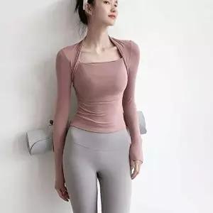 독특한 디자인의 긴팔 티셔츠 여성 스퀘어넥 이너-WFMO2DX