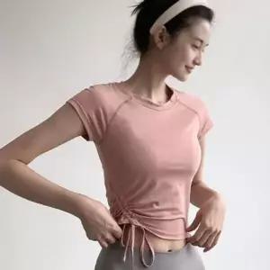 통기성 좋은 소재 티셔츠 반팔 셔링 포인트 여름 주름-WFMO229