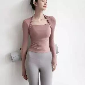 독특한 디자인의 긴팔 티셔츠 여성 스퀘어넥 이너-WFMO2DX