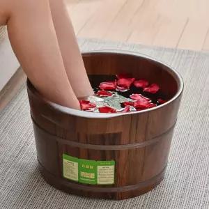 발 분지 나무 양동이 호두 목욕 욕조 물 두께 자연 색상 B+높이 35cm A+높이