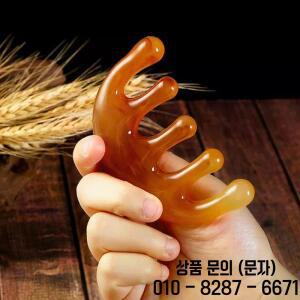 큰이빨 두피 지압 5 치 혈자리 마사지 빗 레진 대형 도구 반원형