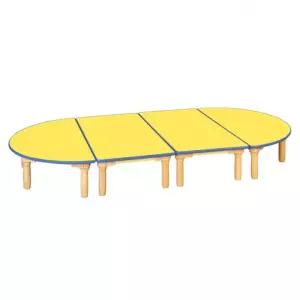 안전 노랑 열린 유아 책상 원목다리-340mm