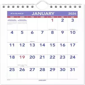 AT-A-GLANCE 2026 월 캘린더 6-1/2인치 x 7-1/2인치 미니 언룰 블록(PM52826)