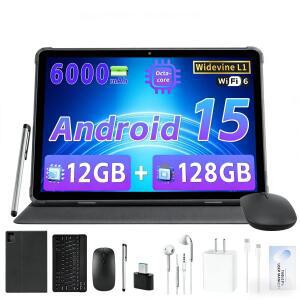 ANRY 10.1인치 안드로이드 태블릿 HD 디스플레이 12GB RAM 128GBROM 6000mAh 배터리 5G WiFi 블루투스 듀얼