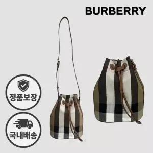 버버리 MUST IT_ 체크 캔버스 버킷백 80840451 토프브라운 크로스