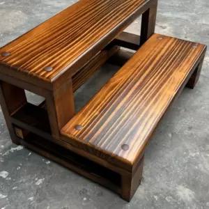 원목 발판 2단 적갈색 두꺼운 창턱 야외용 안전 높이조절 가정용 40x40x30