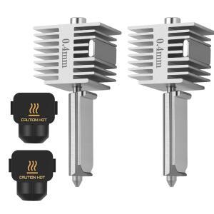 2.0 업그레이드 A1 /A1 미니 핫엔드 0.4MM 스테인리스 스틸 노즐 고속 및 고온 통합 구조 교체 밤부 랩 3D 프린터와 호환되는 실리콘 커버 포함-2PCS