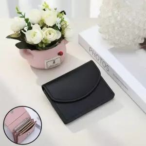 여성 가죽 3단 반지갑 미니 카드지갑 동전 수납 버클 지갑 7.5x10.5cm 반지갑 심플반지갑