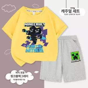 마인크래프트 반팔 반바지 세트 남아용 상하복 순면 여름 캐릭터 키즈 아동 상하세트 초등학생