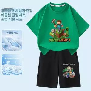 마인크래프트 반팔 반바지 세트 남아 순면 여름 상하복 캐릭터 키즈 어린이 초등 반소매 상하