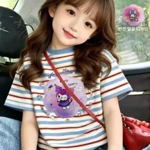 쿠로미 반팔티 여아 루즈핏 티셔츠 여름 주니어 등교룩 선물 순면 상의 아동 캐릭터 반소매