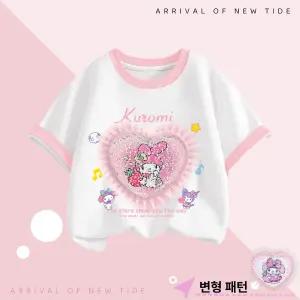 쿠로미 반팔티 주니어용 루즈핏 티셔츠 여름 여아 등교룩 선물 순면 상의 아동 캐릭터 반소매