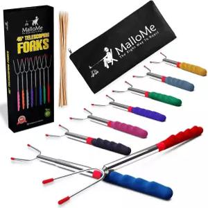MalloMe Smores Sticks for Fire Pit Extra Long 마시멜로 로스팅 스틱 키트 Smore Skews 핫도그 포크