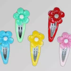 강아지 컬러꽃 똑딱이핀 색상랜덤 1P 머리핀 애견