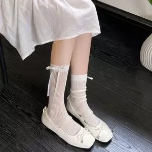 3개 얇은 발레코어 리본 끈 중목양말 LM0473 중목양말 양말 겨