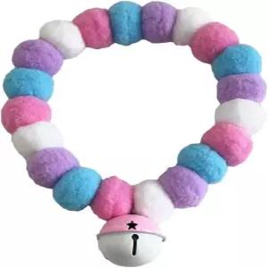 레콩펫 폼 개 목걸이와 탄력 있는 고양이 장식용 플러시 볼 사진 촬영 산책 야외 스포츠(XS 블루 핑크)를