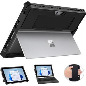 MOKO 케이스 핏 MICROSOFT SURFACE GO 4 / 3 2 케이스 펜 홀더 핸드 스트랩이 있는 올인원 보호 커버 타입 키보드와 호환 블랙