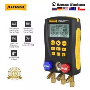 유모차 바퀴 교체  AUTOOL LM120 냉동 매니폴드 디지털 HVAC 저온 중간 진공 압력 온도 자동차 에어컨 테스