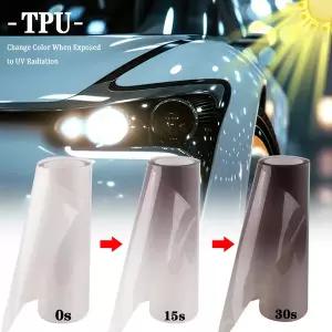 유모차 바퀴 교체 PPF TPU 자동차 스마트 변색 투명에서 검정으로 변하는 헤드라이트 보호 필름 40cm 스크