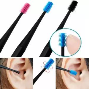 실리콘 귀이개3종(색상랜덤) 2in1양면 귀 크리너 귀파 (WD4287C)