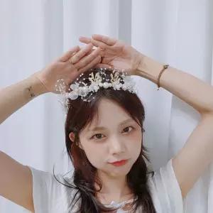 비즈 플라워 티아라 웨딩 머리띠 브라이덜샤워소품 셀프웨딩소품 왕관머리띠 (WD62EF8)